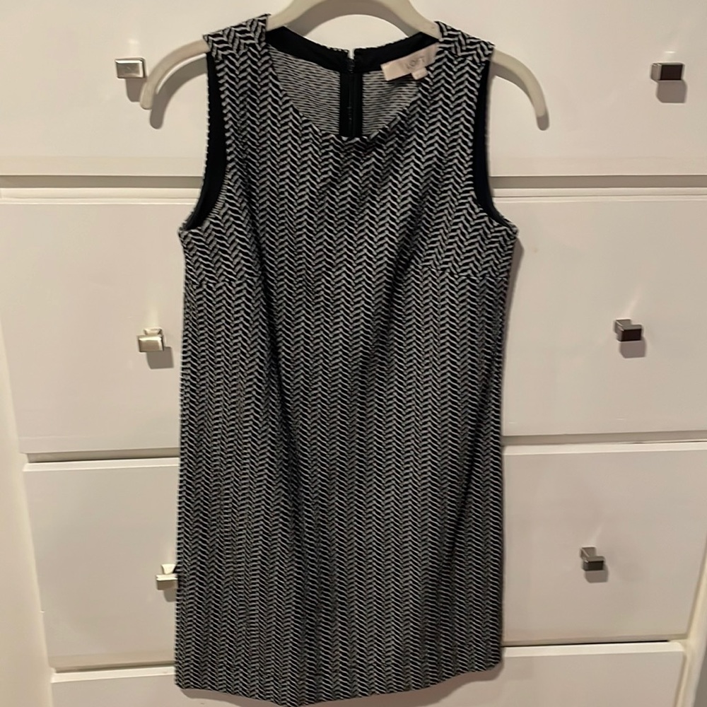 LOFT sleeveless dress with zip back closure.